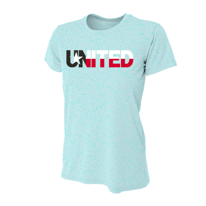 Women's Tight Fit Performance T-Shirt - Pastel Blue - Logo Text Drop