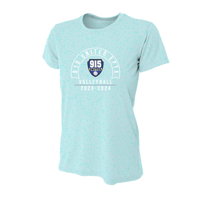 Women's Tight Fit Performance T-Shirt - Pastel Blue - Logo Text Drop