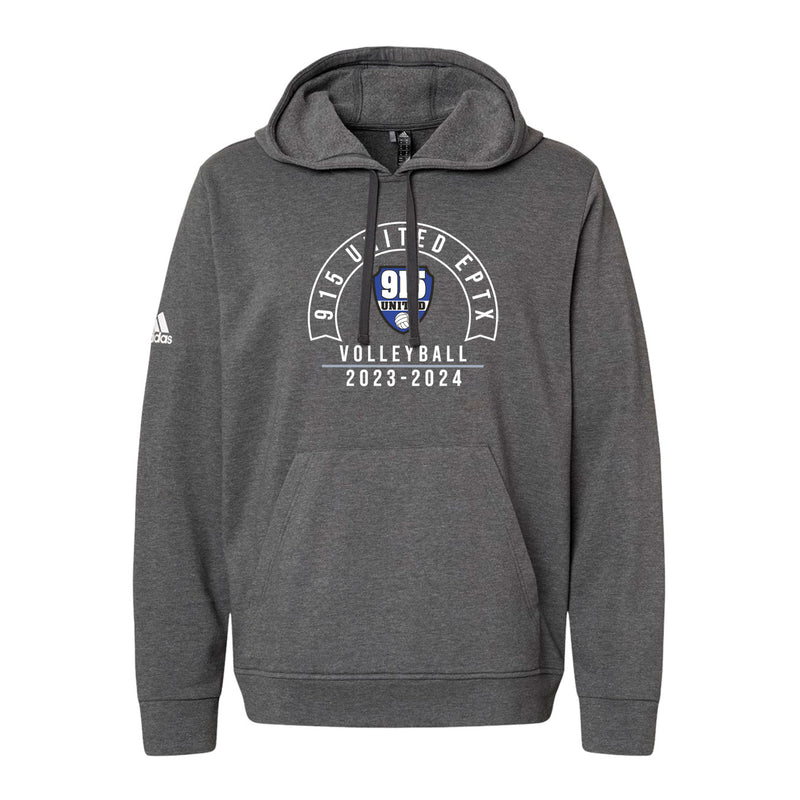Adidas Hooded Sweatshirt - Dark Grey Heather - Logo Text Drop