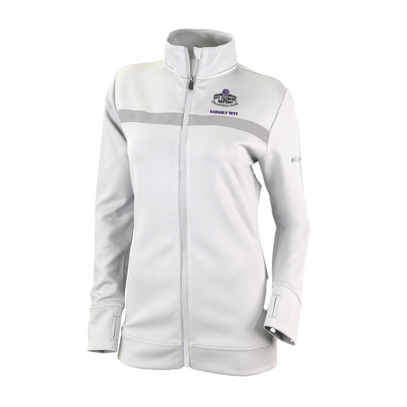 Women's Play Through Full Zip - White - Embroidery Text Drop