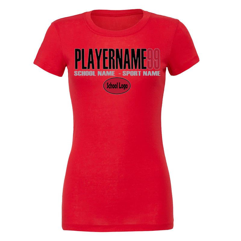 Women's Premium T_Shirt - Red - Cap Name Number