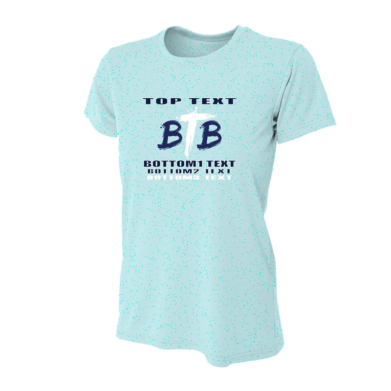 Women's Performance T-Shirt - Pastel Blue - Logo Text Drop