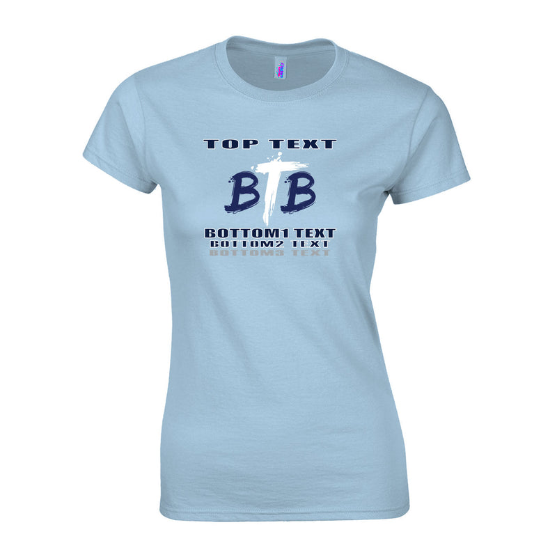 Women's Classic T-Shirt - Light Blue - Logo Text Drop