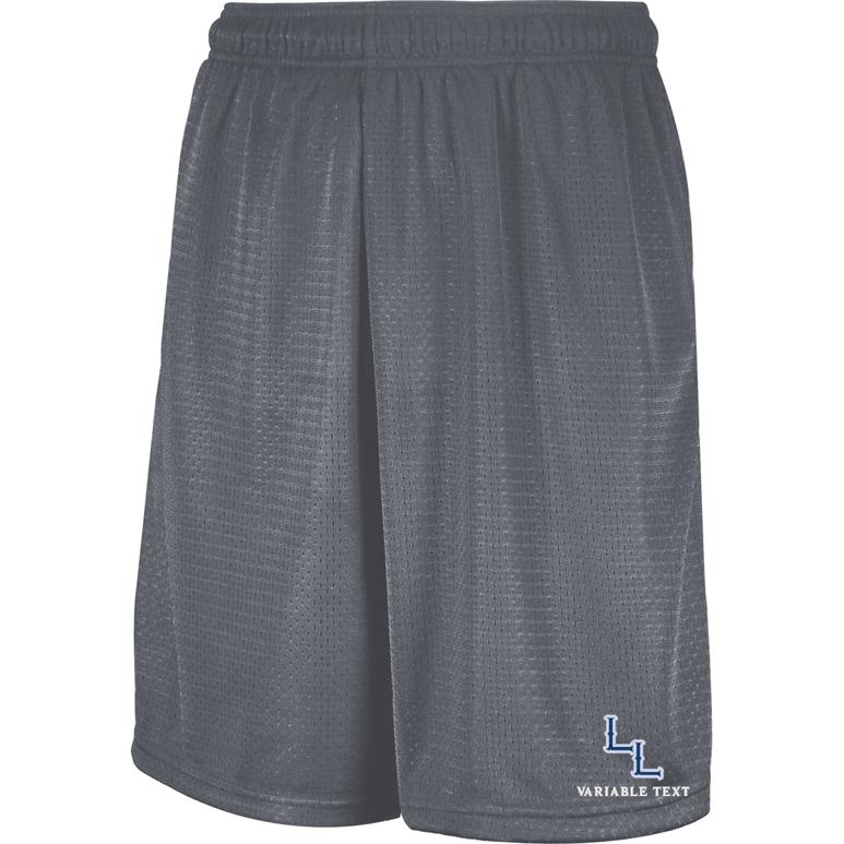 Russell Mesh Shorts with Pockets - Steel - Embroidery Text Drop