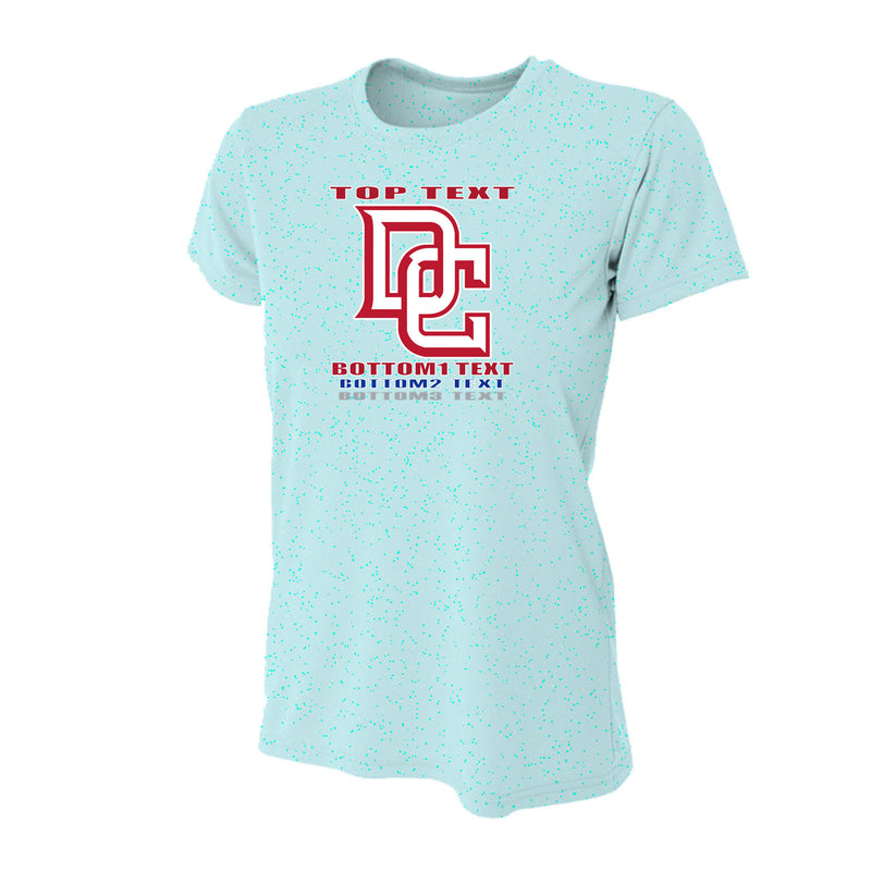 Women's Performance T-Shirt - Pastel Blue - Logo Text Drop