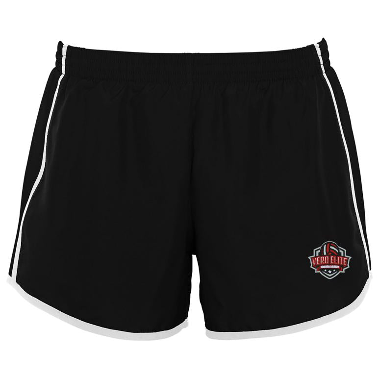 Augusta Ladies Pulse Shorts - Black White - Embroidery Text Drop