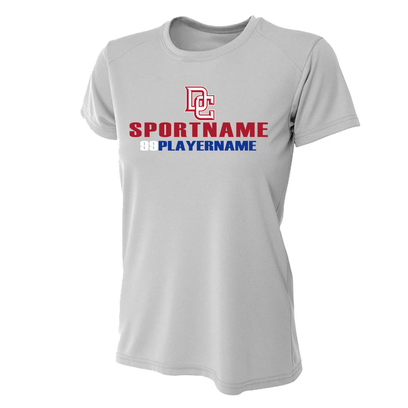 Women's Tight Fit Performance T-Shirt - Silver - Logo Sport Name