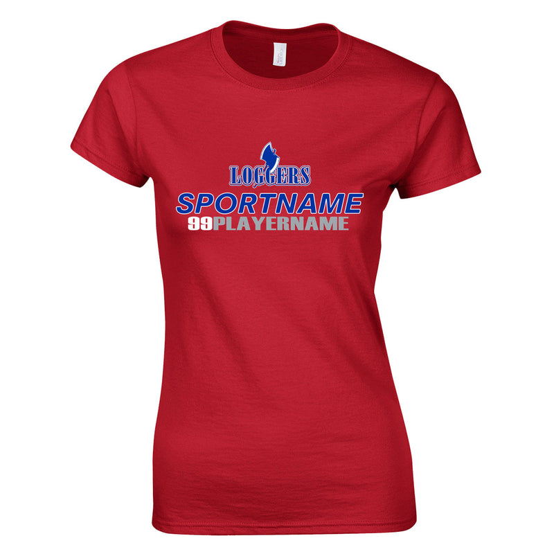 Women's Semi-Fitted Classic T-Shirt  - Red - Logo Sport Name
