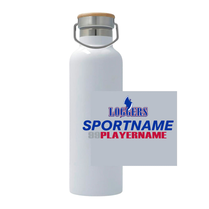 25oz Stainless Steel Thermos - White - Logo Sport Name