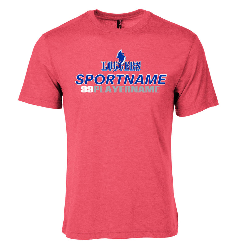 Men's Triblend T-Shirt - Red Heather - Logo Sport Name