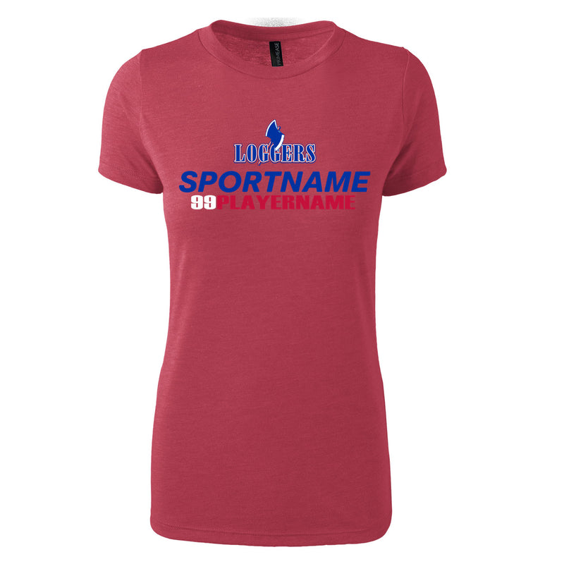 Women's Triblend T-Shirt - Red Heather - Logo Sport Name