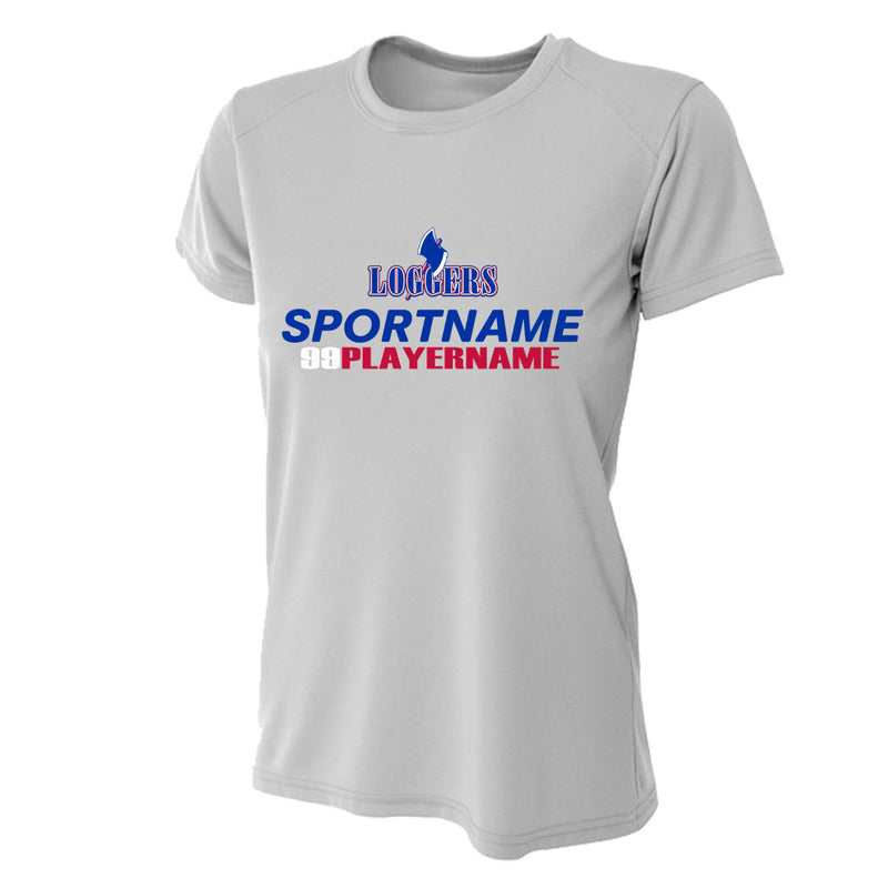 Women's Tight Fit Performance T-Shirt - Silver - Logo Sport Name