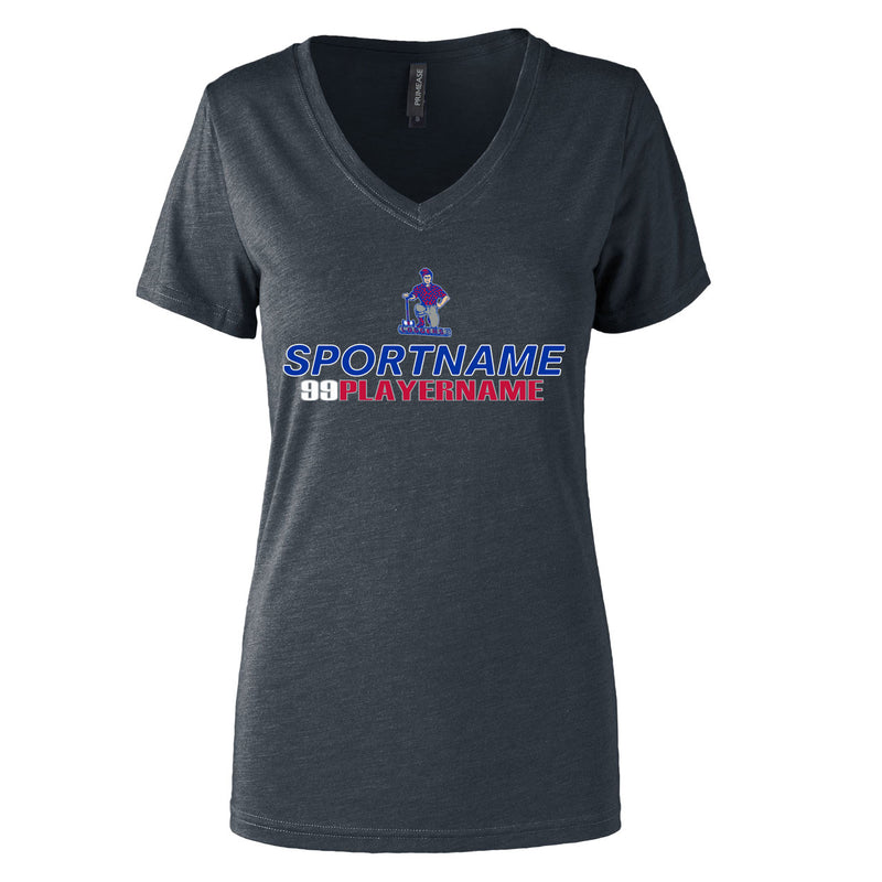 Women's Semi- Fitted Premium V- Neck T-Shirt  - Charcoal Heather - Logo Sport Name