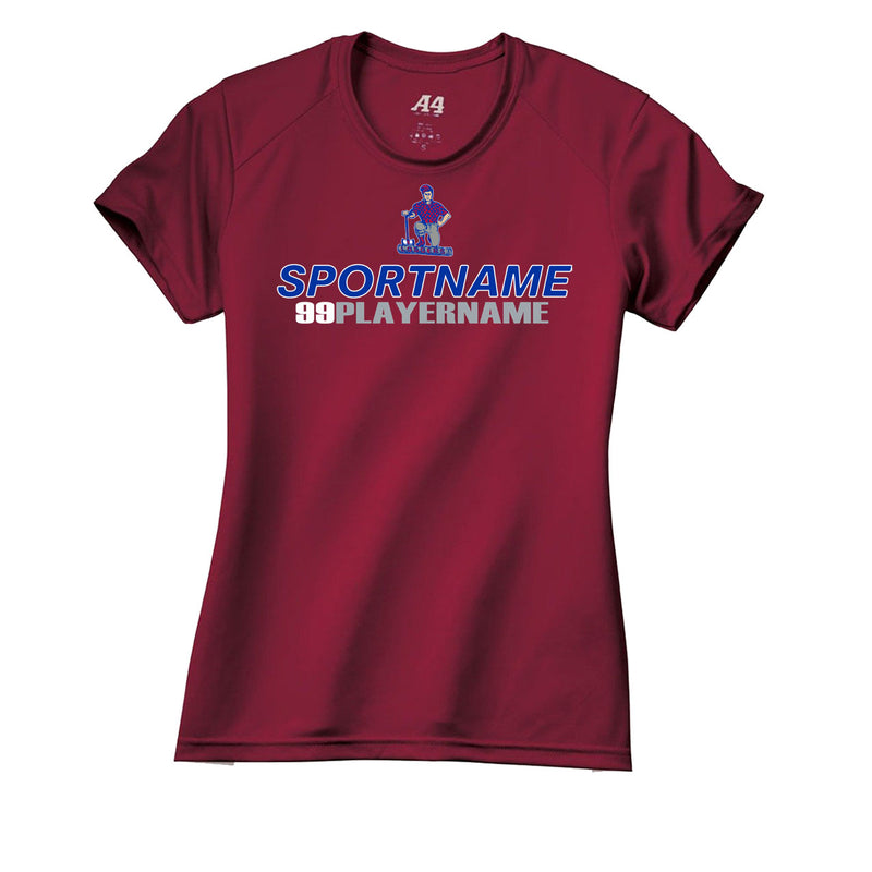 Women's Tight Fit Performance T-Shirt - Cardinal - Logo Sport Name