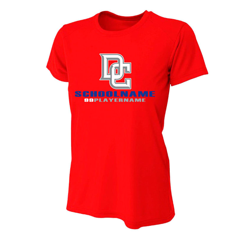 Women's Tight Fit Performance T-Shirt - Scarlet - Logo School Player