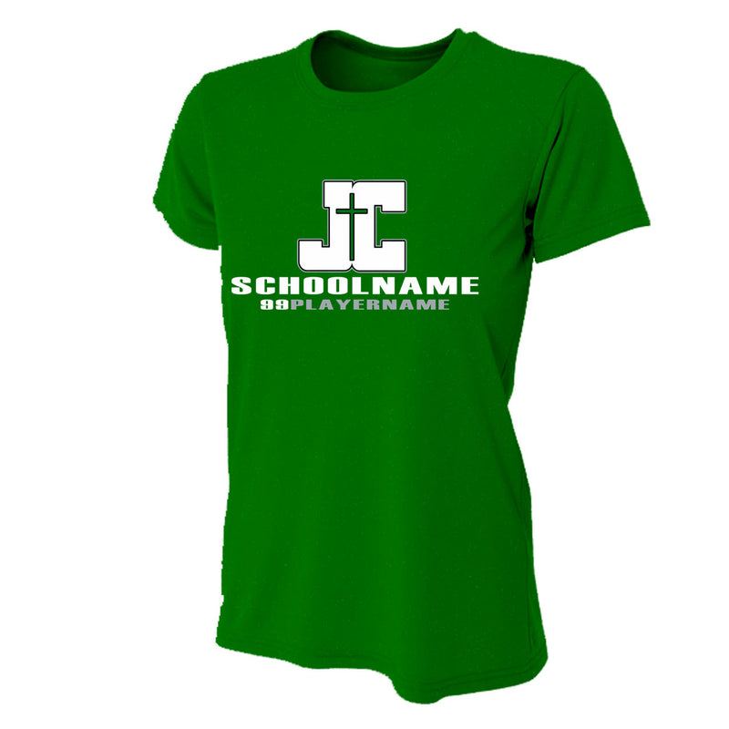 Women's Tight Fit Performance T-Shirt - Kelly - Logo School Player