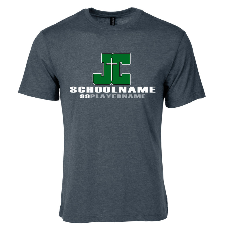 Men's Triblend T-Shirt - Charcoal Heather - Logo School Player