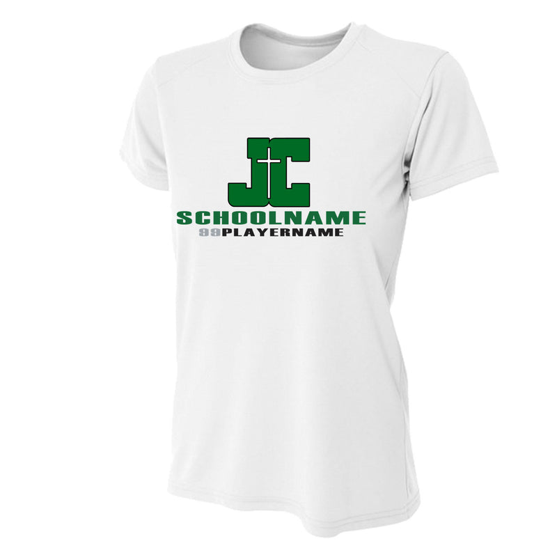 Women's Tight Fit Performance T-Shirt - White - Logo School Player