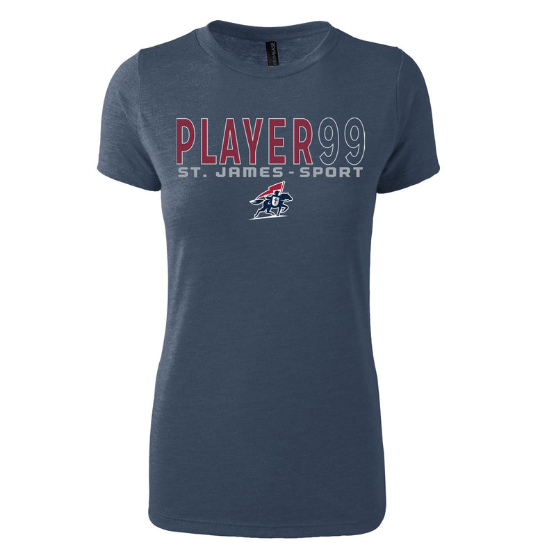 Women's Triblend T-Shirt - Navy Heather - Cap Name Number