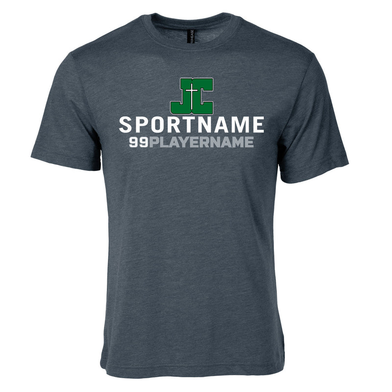 Men's Triblend T-Shirt - Charcoal Heather - Logo Sport Name