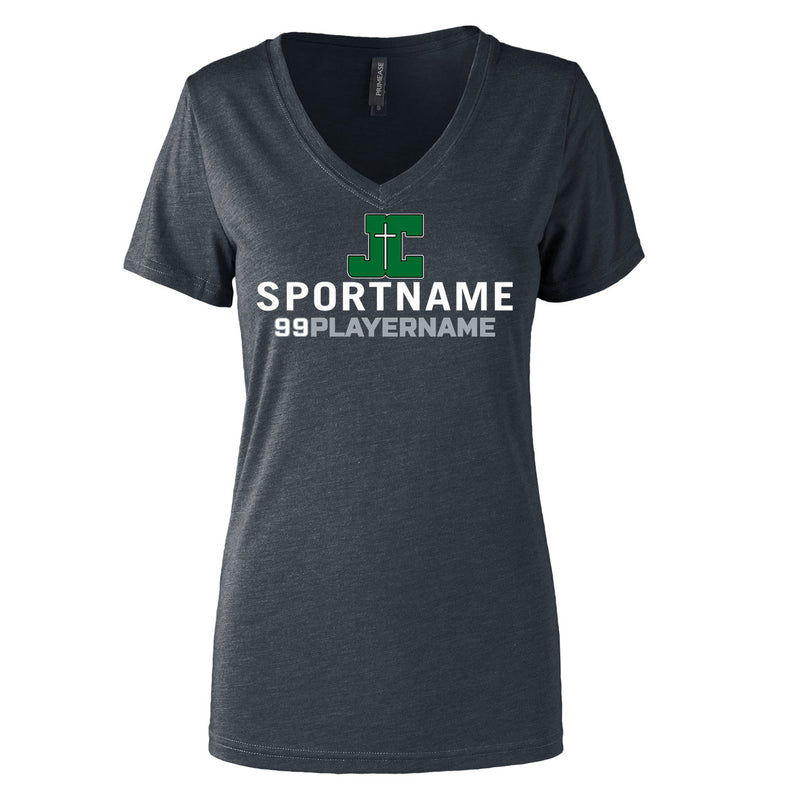 Women's Premium V-Neck T-Shirt - Charcoal Heather - Logo Sport Name