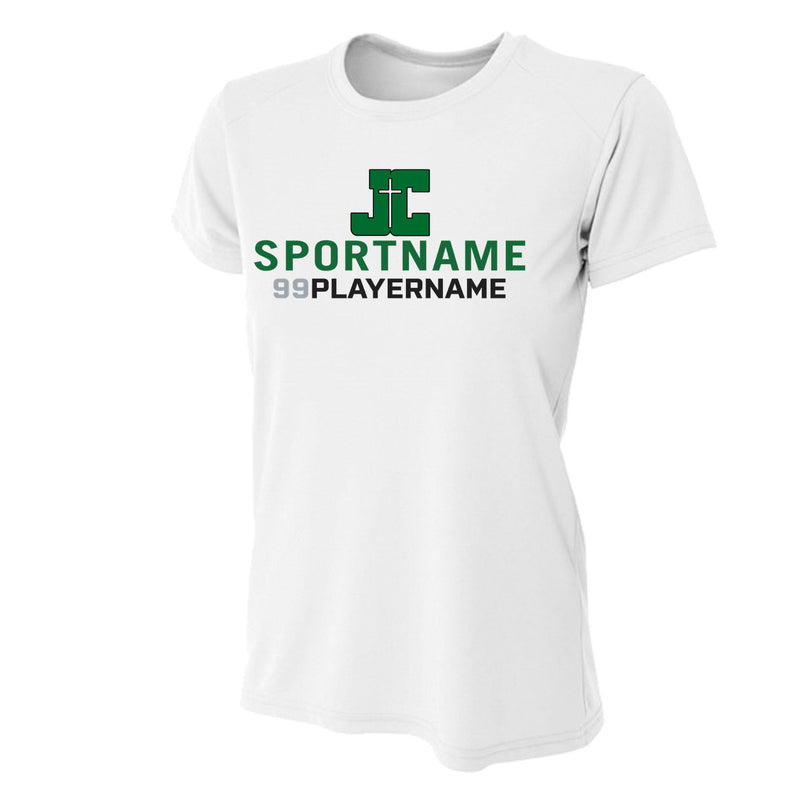 Women's Tight Fit Performance T-Shirt - White - Logo Sport Name